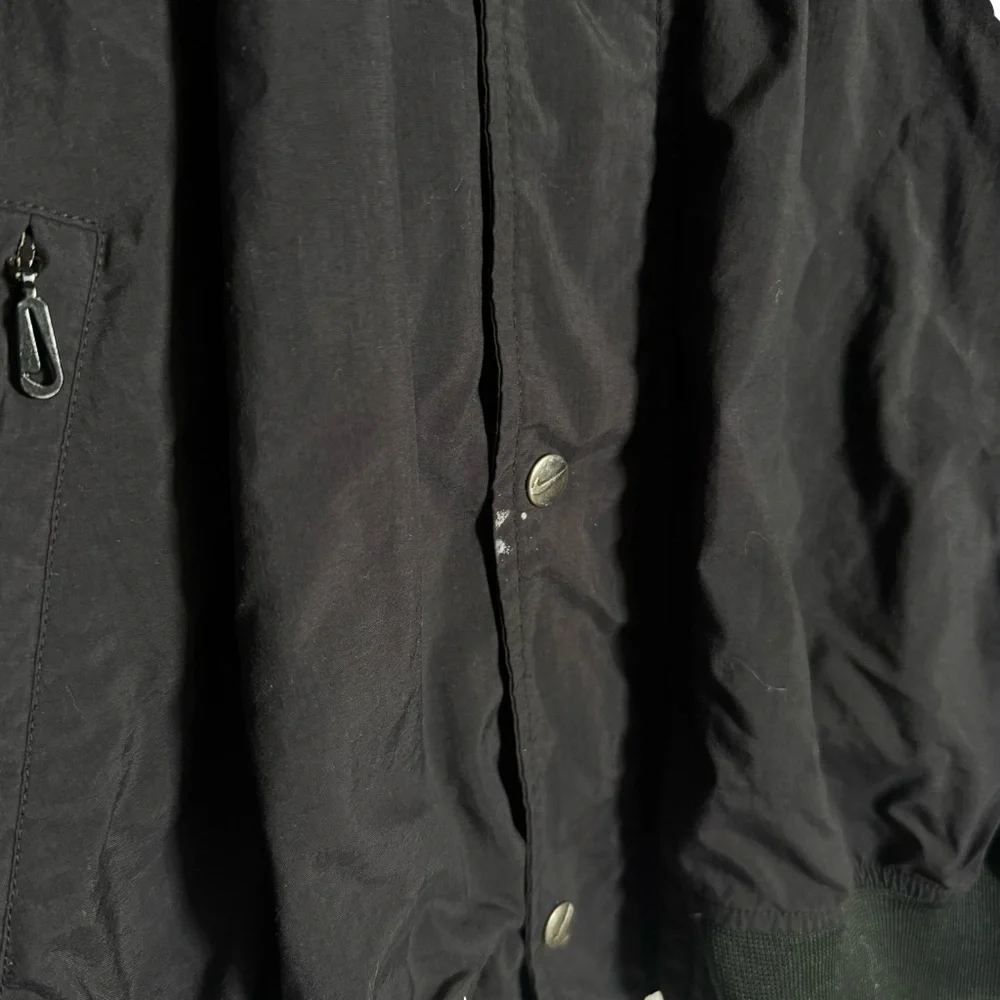 Vintage Nike Men's XL Bomber Jacket Black Striped 90s Y2K Skater Snap Grunge - Picture 6 of 7